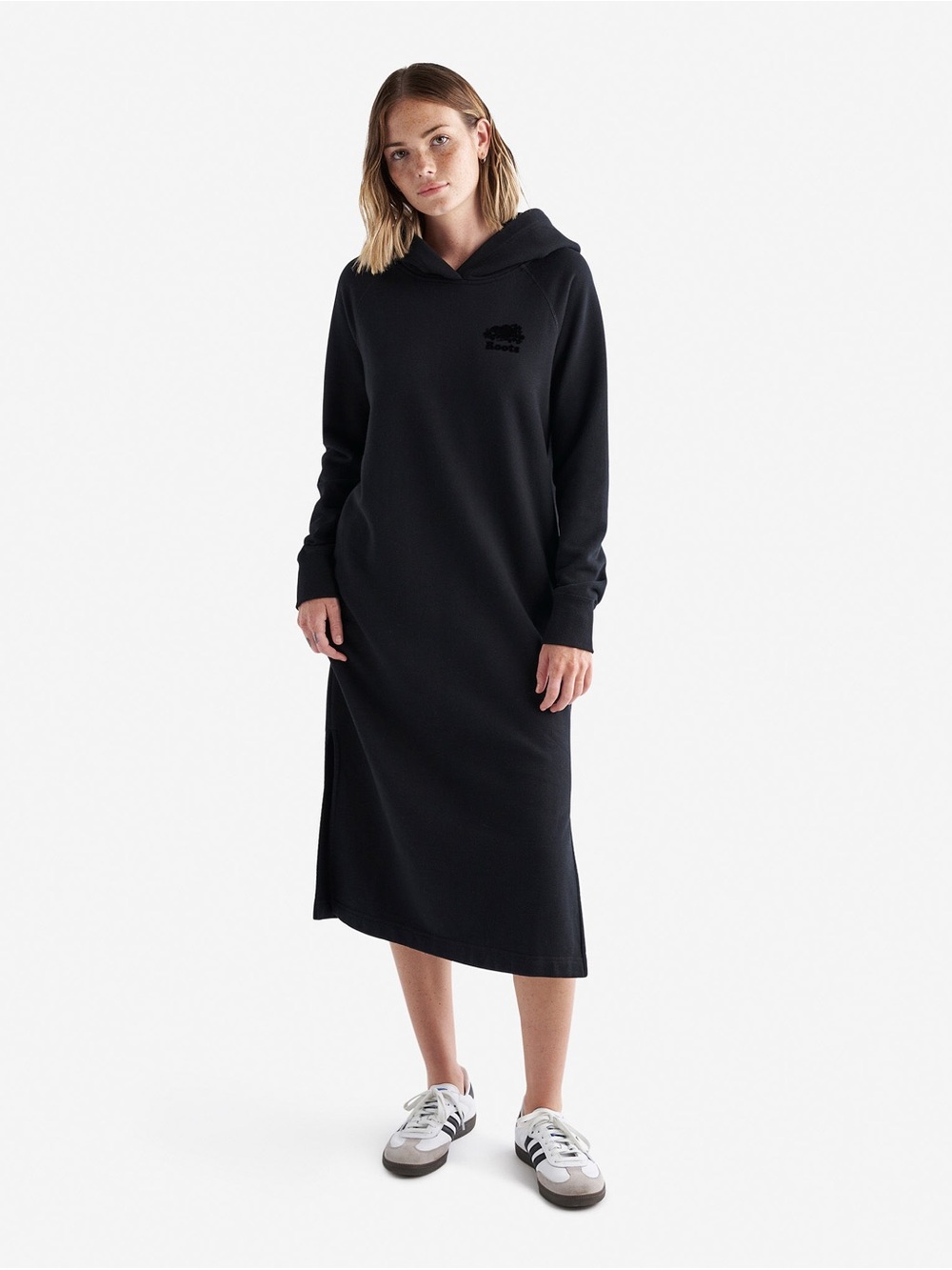 Roots - Organic Cooper Sweatshirt Hoodie Midi Dress, Black, Size XS, Great Shape